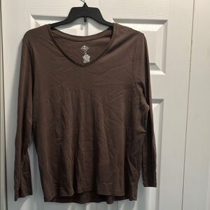 St. John’s Bay Brown Fitted Long Sleeve Tee